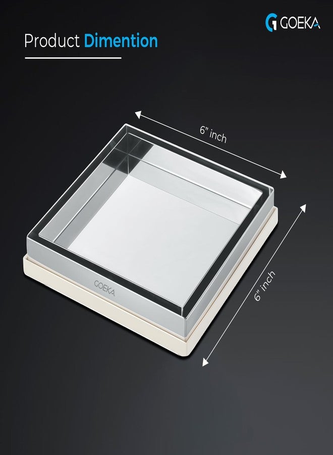 GOEKA 6" x 6" SS 304 Stainless Steel Tile & Marble Insert Floor Drain | Reverse Plate Jali Stainer | Square Bathroom, Roof, Terrace, Balcony Drain | Anti-Clog & Rust-Resistant - Image 2